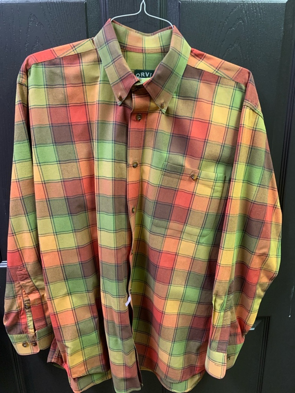 Orvis Multicolor Autumn Plaid Button-Down Shirt Men’s XL